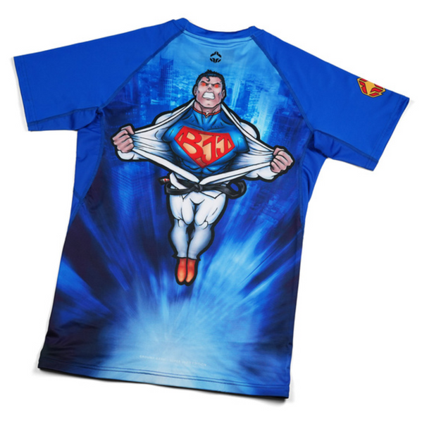 Rashguard z krótkim rękawem męski Ground Game Super Grappler Niebieski