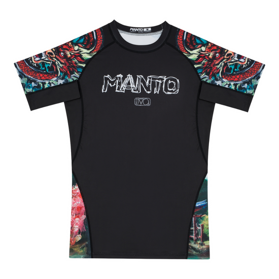 Rashguard z krótkim rękawem męski Manto Ivo Czarny