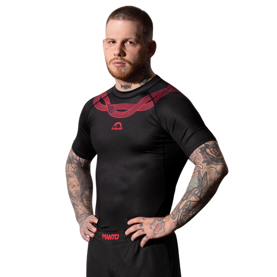 Rashguard z krótkim rękawem męski Manto Uroboros Czarny