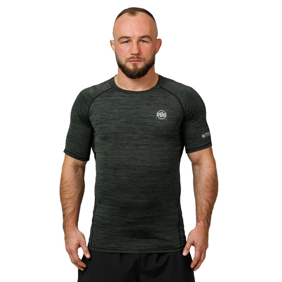 Rashguard z krótkim rękawem męski Pit Bull Performance Pro Plus New Logo Oliwkowy