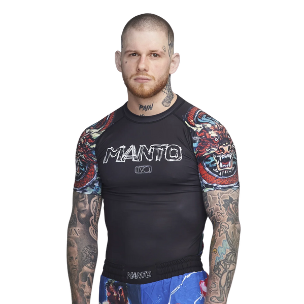 Rashguard z krótkim rękawem męski Manto Ivo Czarny