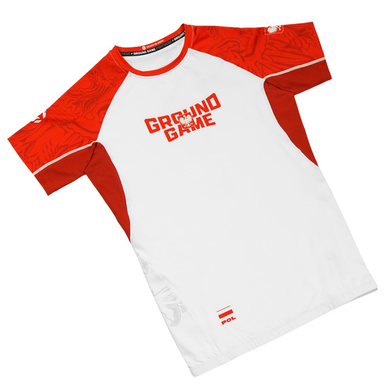 Rashguard z krótkim rękawem męski Ground Game Polska 3.0 Biały