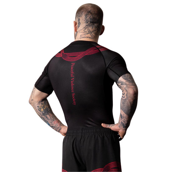 Rashguard z krótkim rękawem męski Manto Uroboros Czarny