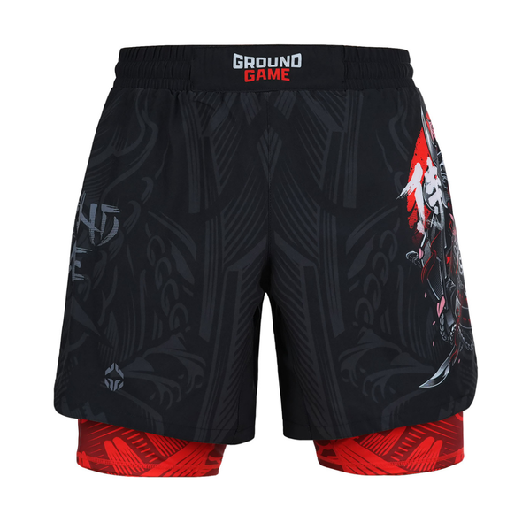 Spodenki treningowe męskie Ground Game 2w1 Samurai 2.0 Czarne