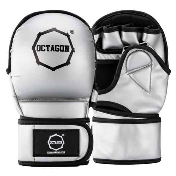 Rękawice sparingowe MMA Octagon Metallic Srebrne