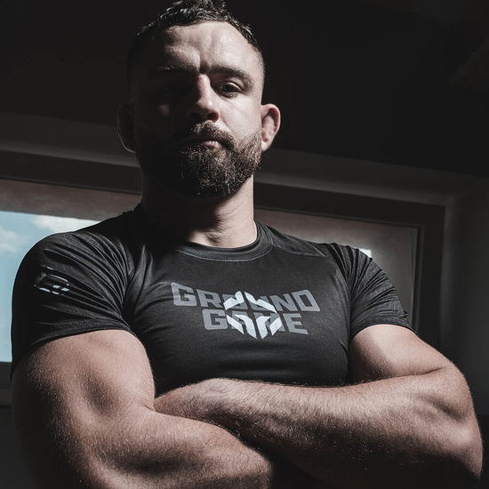 Rashguard z krótkim rękawem męski Ground Game Shadow Czarny
