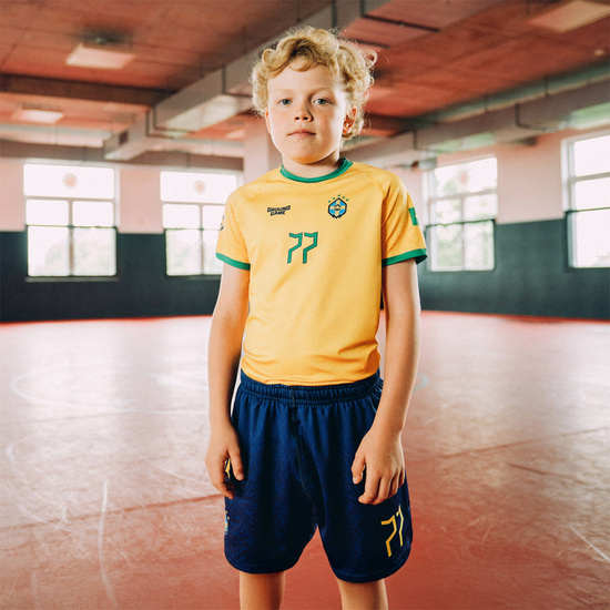 Spodenki dziecięce Ground Game Brazil Football Niebieskie