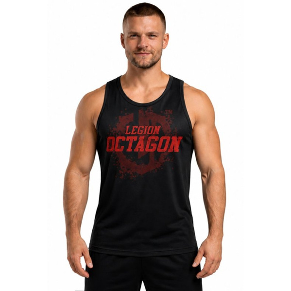 Tank top sportowy męski Octagon Grunge Czarny/Czerwony