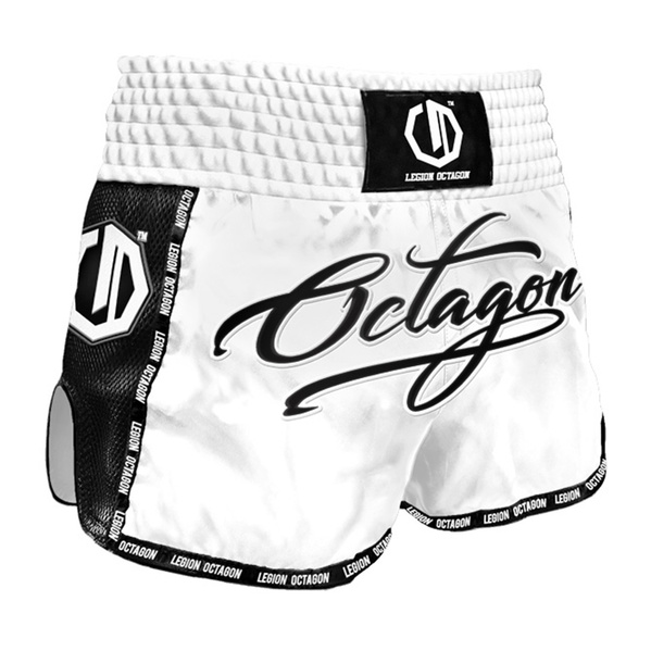 Spodenki treningowe Octagon Muay Thai Legion Script Premium Białe