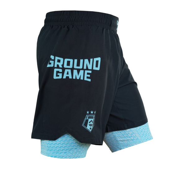 Spodenki treningowe męskie Ground Game 2w1 Armbar Miętowe