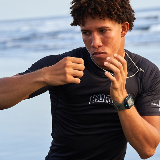Rashguard z krótkim rękawem męski Manto Varsity Czarny