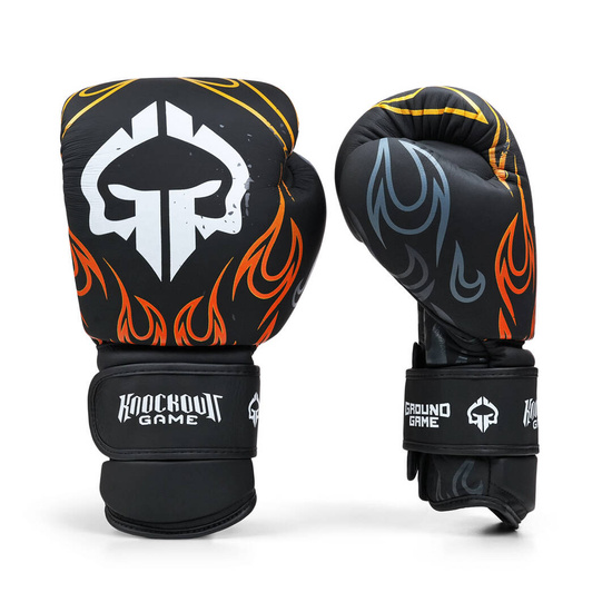 Rękawice bokserskie treningowe Ground Game Flames Czarne