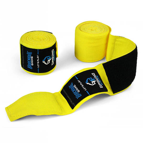 Bandaże bokserskie Ground Game Neon 4m Żółte
