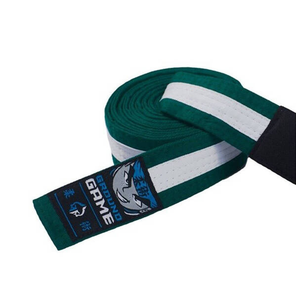 Pas do BJJ Ground Game dla dzieci (zielony z białą belką)